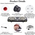 thumbnail image 3 of Compact and Portable Countertop Burner- Countertop Double Coiled Burner 2000 Watts Electric Hot Plate Temperature Controls Black, 3 of 7