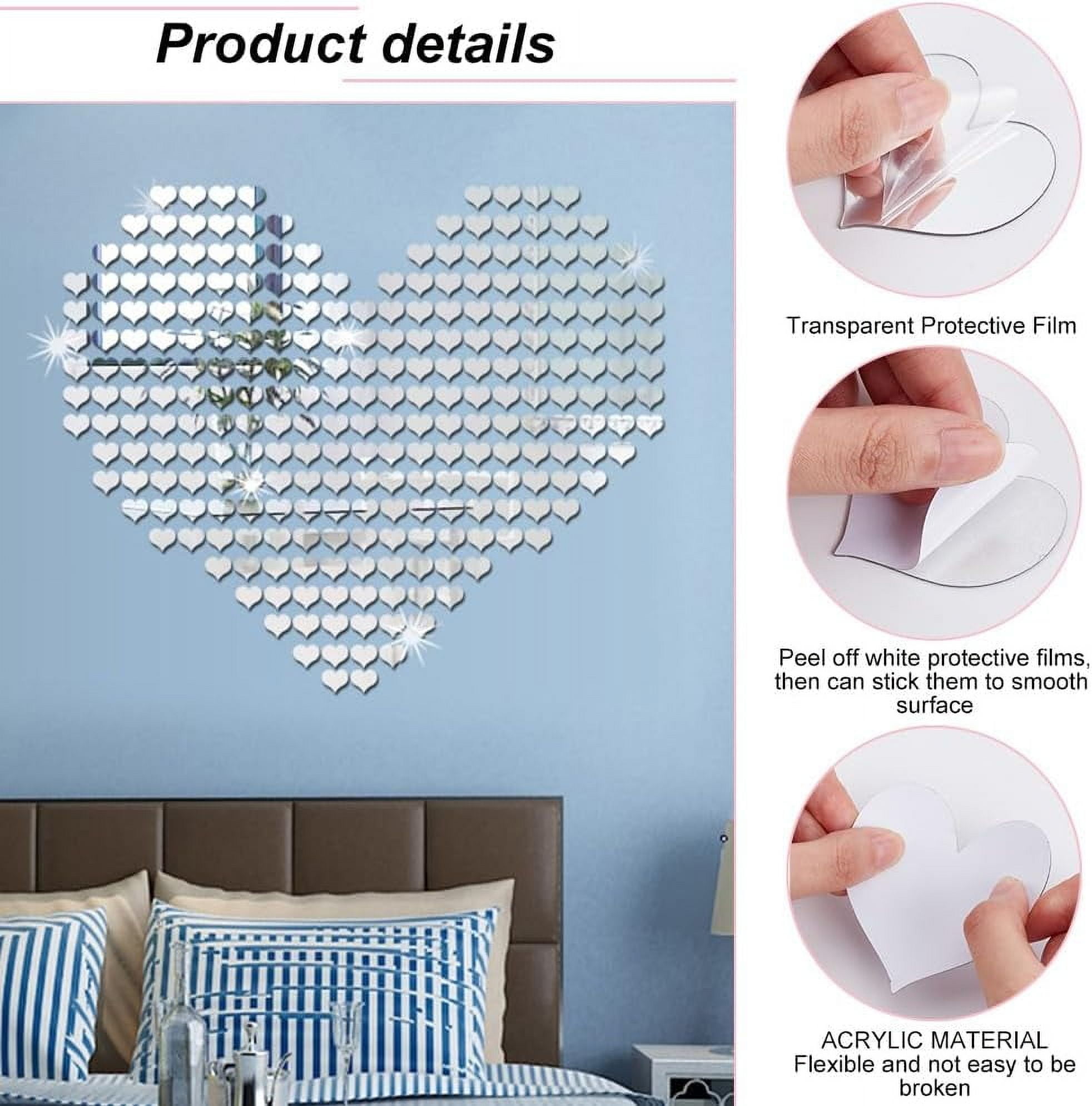 100pcs Heart Shaped Mirrors 4 Sizes Adhesive Craft Mirror Tiles Love Heart  Mirror Mosaic Tiles Small Mirror Crafts for Wedding Christmas Tree Vase Art  Craft Home Wall DIY Craft Decor - Walmart.com, image size:1964x1988