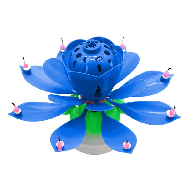 Bearachild Exquisita flor giratoria música Festival cumpleaños bendición pastel velas hogar DIY decoraciones Accesorios Kits para hacer velas Azul