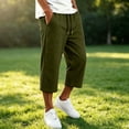 thumbnail image 5 of CONROSES Men's Capri Sweatpants Baggy Wide Leg Sweat Pants for Men Solid Elastic Waist Drawstring Fall Athletic Jogger Trousers with Pocket, 5 of 6