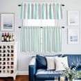 thumbnail image 2 of Aqua Stripe Kitchen Curtains Sets for Windows 24 Inch Length, Geometric Grey White Vertical Striped Rod Pocket Window Treatments Tier Curtains and Valances Set for Bedroom/Bathroom, 2 of 8