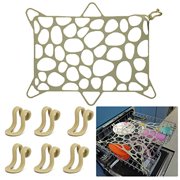 RamPula Silicone Dishwasher Net Stretchable Dishwasher Mesh Basket Net Prevent plastic cups,Bowls,Dish,pots,and pans from flying up for Universal Dishwasher Basket (Green)