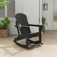 thumbnail image 2 of Outdoor Rocking Adirondack Chairs, with Retractable Ottoman and Cup Holder, HDPE All Weather, 400 lbs, 1 Piece, Black, 2 of 8