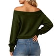 thumbnail image 4 of Neewe Women's Casual Solid Color Long Sleeve Boat Neck Off Shoulder Basic Blouse Tops Daily Outfits, 4 of 6