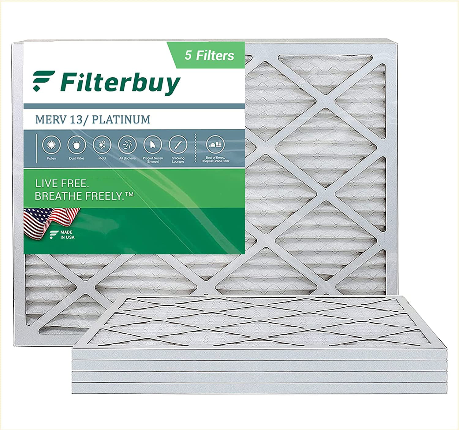 MERV 8 FilterBuy 14x25x1 AFB Silver Pleated HVAC AC Furnace Air Filter
