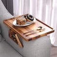 thumbnail image 3 of Acacia Wood Couch Arm Tray,Folding Sofa Armrest Tray,Couch Arm Table Clip-On Couch Desk for Drinks, Snacks,Phone,Remote Control, 3 of 6