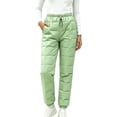 thumbnail image 2 of Sunnin Womens Quilted Puffer Pants Winter Snow Pants Drawstring Elastic Waist Cuffed Ankle Side Pockets Trousers, 2 of 6