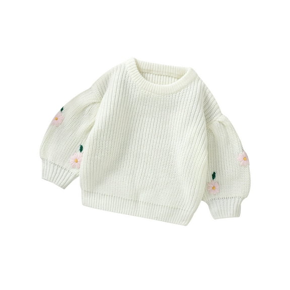 GXFC Baby Sweaters for Girls 6M 1T 2T 3T Kids Long Sleeve Flower Pattern Knit Pullovers Tops Casual Fall Knitwear Clothes for Toddler