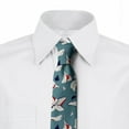 thumbnail image 2 of Flower Necktie, Flowers with Drooping Petals, Dress Tie, 3.7", White Indigo Scarlet, by Ambesonne, 2 of 3
