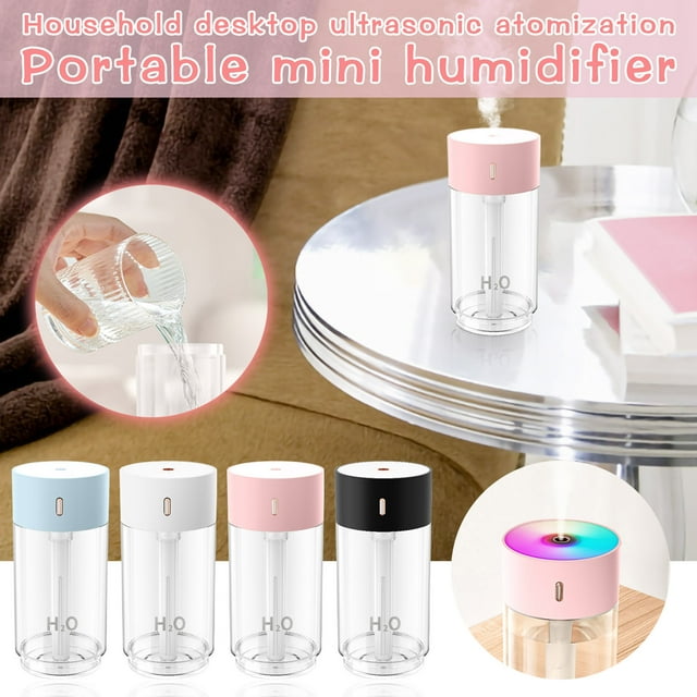 Xihbxyly Humidificador Pequeño, 280 Ml, Diseño Silencioso de Escritorio, Dos Modos de Pulverización, Iluminación Nocturna Suave, Apagado Automático, Alimentación Por Usb, Ideal para Dormitorio, Habit