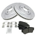 thumbnail image 2 of TRQ Front Performance Brake Pad & Rotor Kit Brake Pads Brake Rotors Set Semi-Metallic Premium G-Coated Fits Select 2003-2009 Chrysler PT Cruiser 2003-2005 Dodge Neon, 2 of 6
