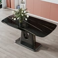 thumbnail image 2 of Black Marble Dining Table 63" - Modern MDF Tabletop for Kitchen/Living Room. Stylish, Durable, Easy Assemble. Perfect for 6-8 People. Black Finish., 2 of 27