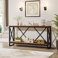 thumbnail image 7 of Finmind 70.9" Extra Long Console Table: Industrial & Rustic Sofa Table with Open Shelf, Rustic Brown, 7 of 7