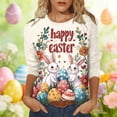 thumbnail image 2 of Yxbdin Happy Easter T Shirts for Women Plus Size Bunny Graphic Tee Funny Casual Crew Neck Clothes Easter Eggs Tops for Holiday White XXXXXL, 2 of 6