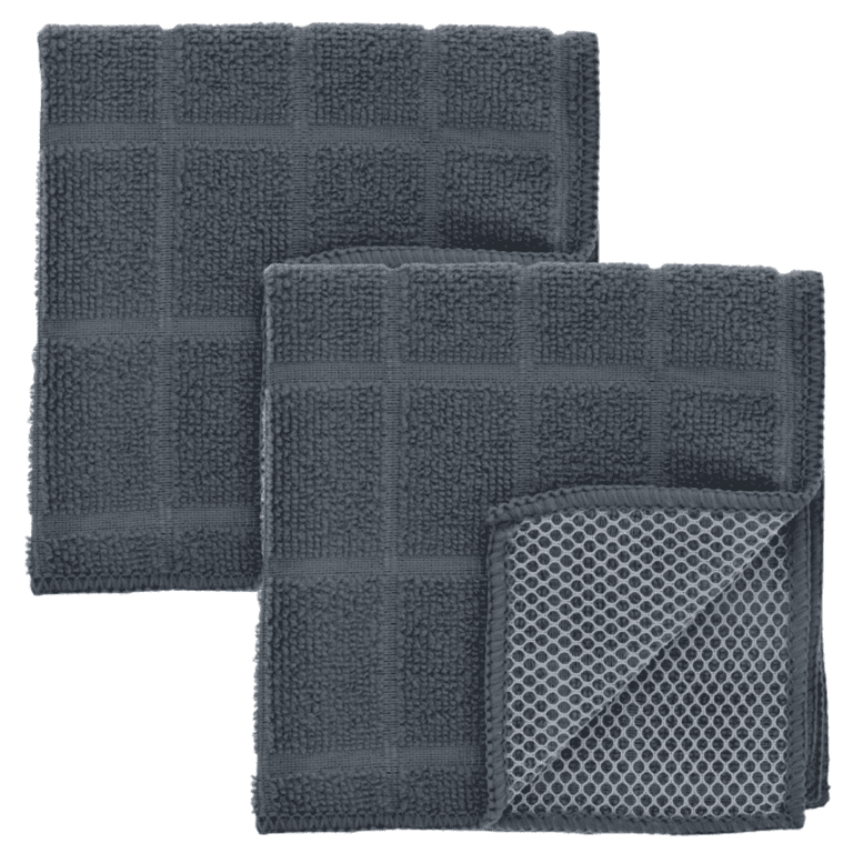 Dish Cloths for Washing Dishes Gray Kitchen Cloths Cleaning Cloths 12x12  - 4 Pack