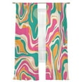 thumbnail image 2 of Teal Pink Orange Sheer Curtains 84 Inches Long 2 Panels Water Ripple Light Filtering Semi Sheer Window Curtains Drapes for Bedroom Living Room 52"x84", 2 of 7