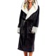 thumbnail image 1 of 3XL Albornoz de forro polar Sherpa para mujer, bata suave con capucha, bata de baño esponjosa, 1 of 3