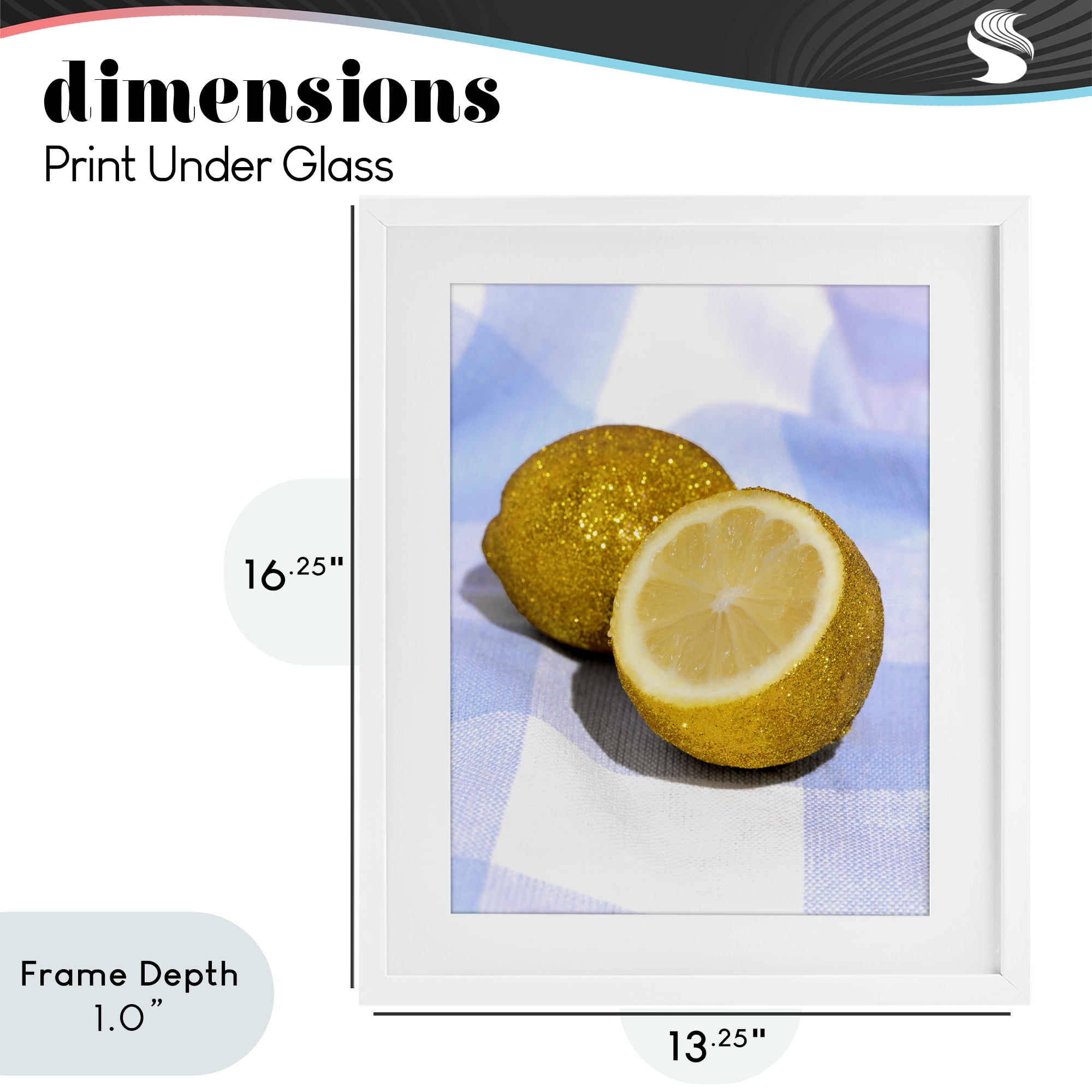 Stupell Industries Glimmer Lemon on Blue White Framed Print Under Glass, design by LISH Creative