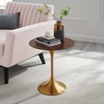 thumbnail image 2 of Sofa Side Table, Round, Gold Walnut, Wood, Metal Steel, Modern Contemporary Mid-Century, Living Lounge Cafe Room Hotel Lobby Hospitality, 2 of 6
