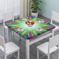 thumbnail image 3 of Colorful Tie Dye Burst Pattern Square Fitted Tablecloth with Elastic Edge,Square Table Cover,Washable Elastic Table Cover for Home Kitchen Party Decor 34"x34", 3 of 6