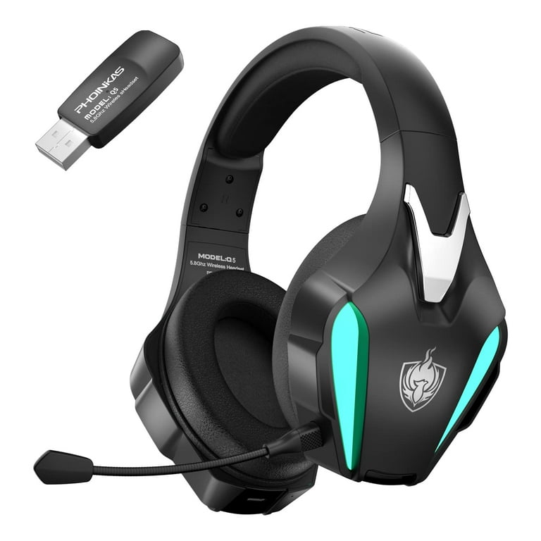  Ozeino 2.4GHz Wireless Gaming Headset with Microphone, 2.4G USB  & Type C Transmitter - 30h Battery Life - RGB Lighting Gaming Headphones  for PS5, PS4, PC, Phone : Video Games