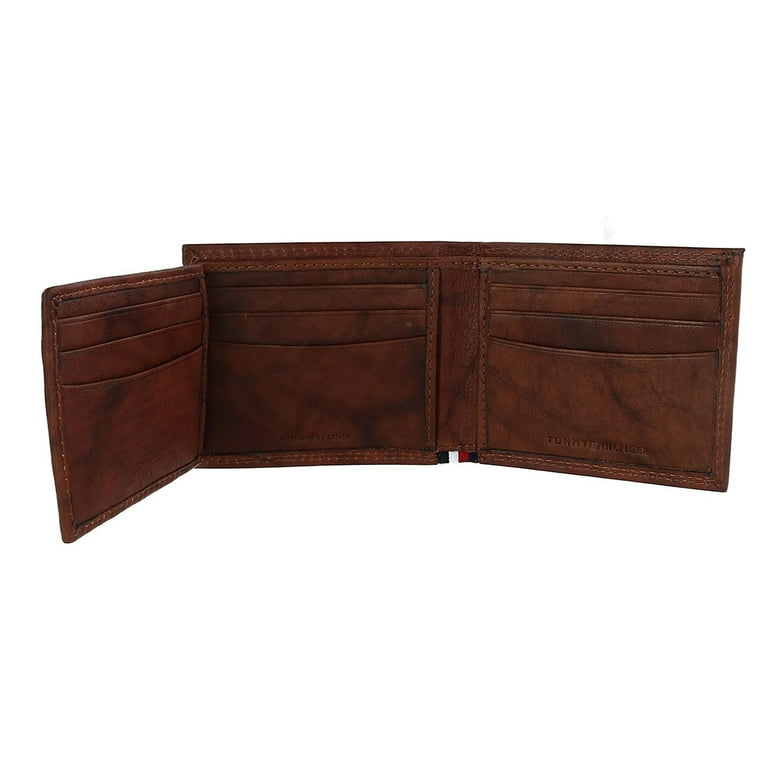 Tommy Hilfiger Men's Leather Passcase Wallet, Tan Huck, One Size