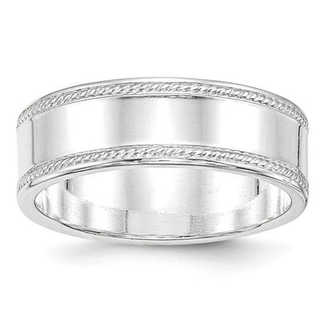 7 mm Sterling Silver Design Edge Band - Size 10