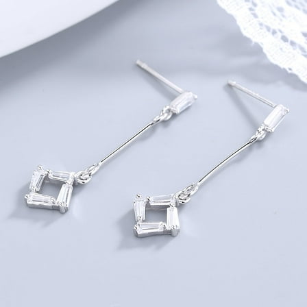 Swarovski Crystal Drop Baguette Sterling Silver Earrings