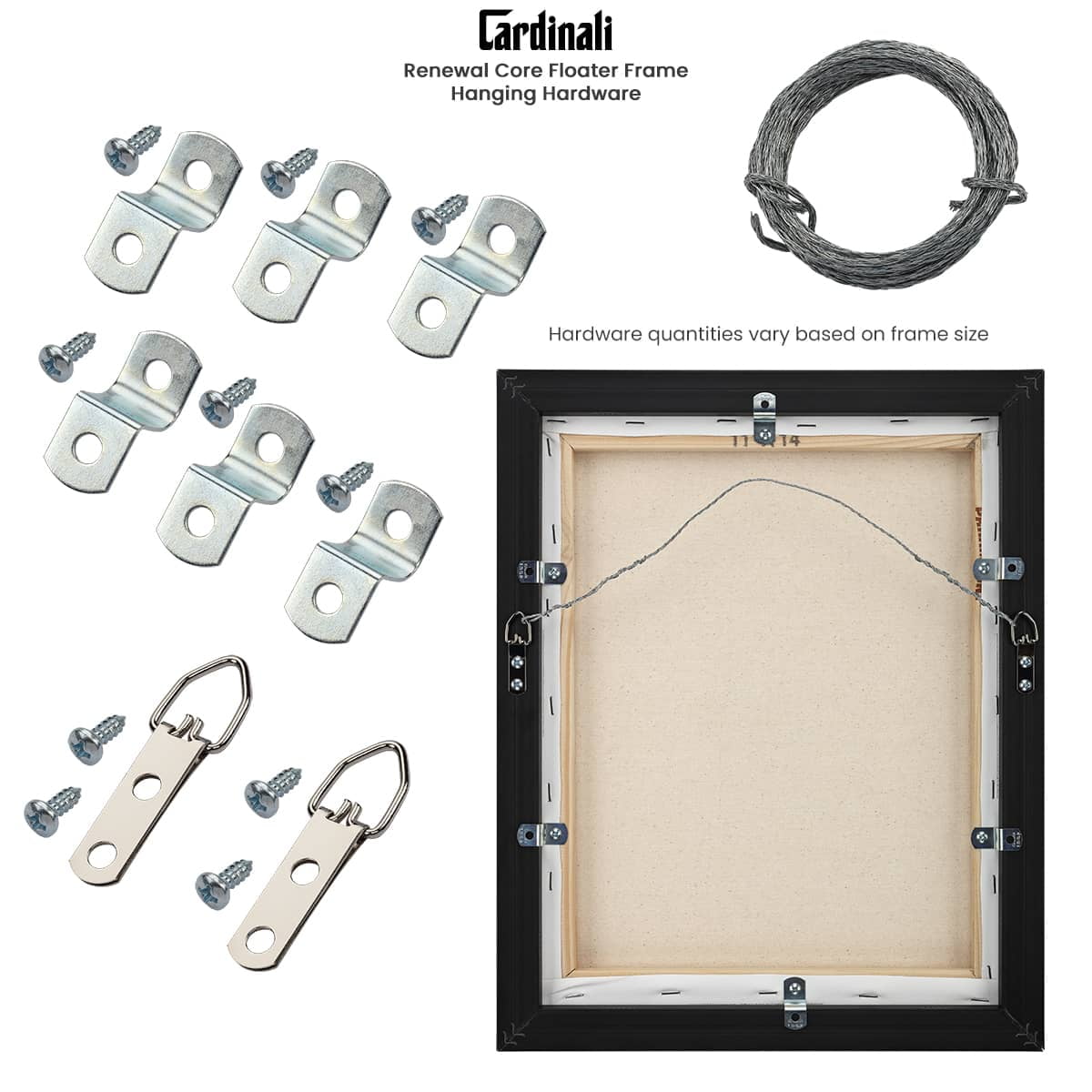 Cardinali Renewal Core Floater Frame, Black/Antique Gold, 18X24", For 1-1/2" Deep Canvas, 4 Pack - Open Back Floating Canvas Frames, No Glass or Backing, Hardware Included