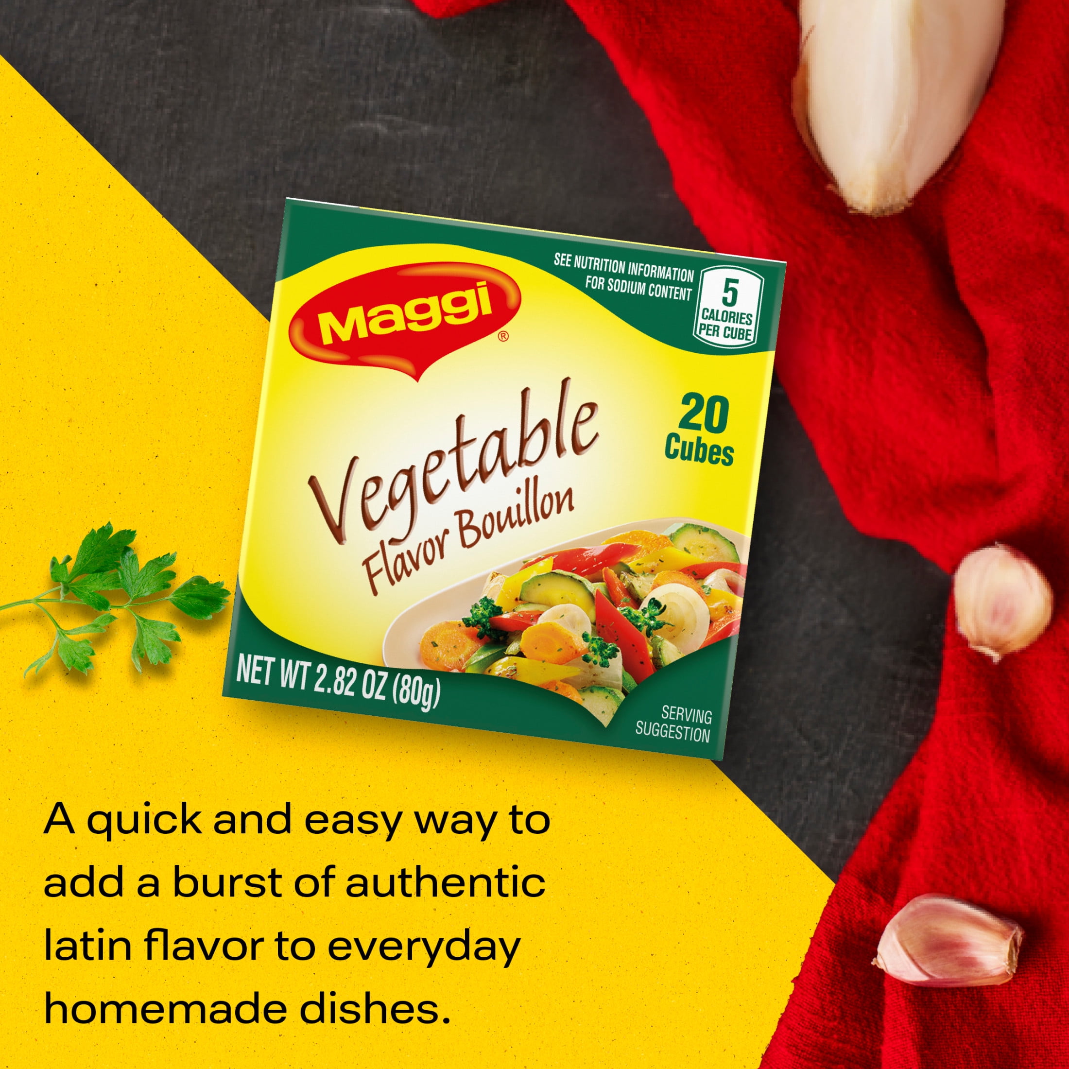 (6 pack) Maggi Caldo Sabor A Vegetales Vegetable Flavor Bouillon Cubes, Vegetable Bouillon, 20-CT 2.82 oz