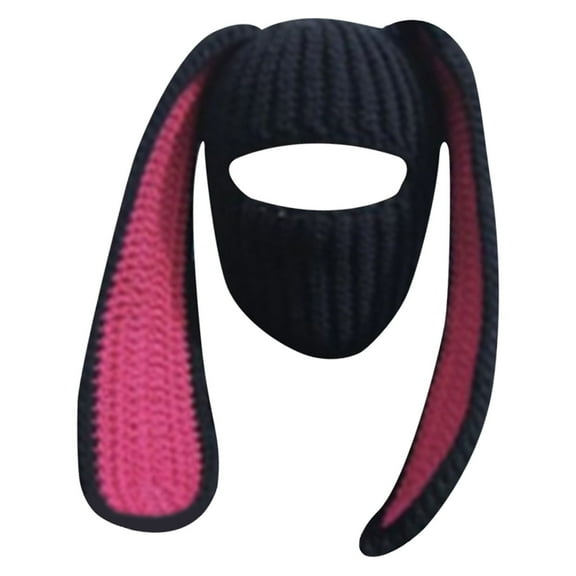 Hauaitttt Rabbit Ear Hat Autumn and Winter Neck Knitted Hat Goofy Hat Winter Hats Chaos Trapper Hat Winter Head Gear Windproof Ear Warmers Hat Men with Glasses Scuttle Hat Man Winter Hat Mens Hat