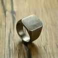 thumbnail image 4 of Ancient Silver Big Square Band 18mm Men's Stainless Steel Retro Gray Ring Sz8-12, 4 of 4