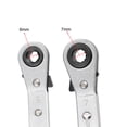 thumbnail image 3 of Uxcell 0.24'' x 0.28'' Reversible Ratcheting Wrench Metric Offset Double Box End Carbon Steel Silver Tone 1pcs, 3 of 5
