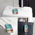 thumbnail image 6 of Santa Claus Vacation Square PU Leather Luggage Tags, 2 Pack, with Privacy Cover and Stainless Steel Ring - Suitable for Travel, Backpack, Handbag - Bag Tags, Handbag Tags, 6 of 7