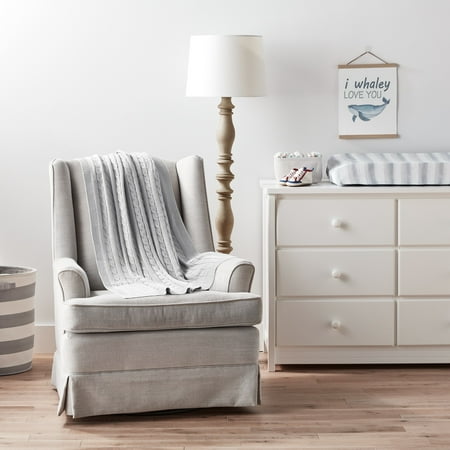 UPC: 0194938038522 | Lush Decor Cable Soft Knitted Oversized Blanket/Coverlet 40 x 30 – Light Grey