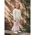 thumbnail image 5 of Miaouyo Toddler Baby Girl Fall Outfit Duck Letter Print Long Sleeve Sweatshirt and Solid Flare Pants 2 Piece Set, 5 of 9