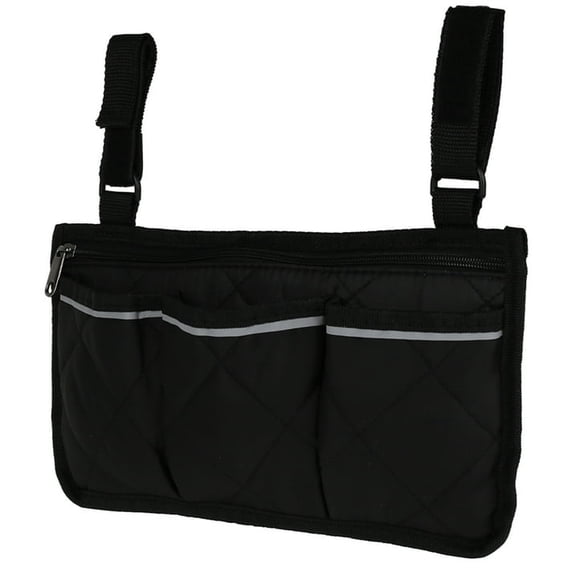 Wheelchair Side Bag Waterproof Armrest Pouch Storage Bag with Reflective Stripe,for Newspaper Magazines Glasses