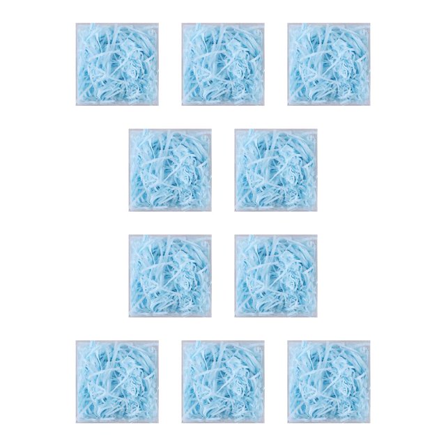 Kearding 1 paquete de relleno de rafia de papel Lafite, caja de regalo triturada, envoltura de embalaje, suministros para el hogar, confeti, Azul claro 10Conjunto