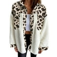 thumbnail image 1 of Abrigo a cuadros de manga larga con estampado de botones y bolsillo con costuras, cuello vuelto, abrigo holgado para mujer, vaca beige S, 1 of 5