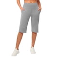thumbnail image 2 of Capri Pants for Women High Waist Workout Yoga Shorts with Pockets Tummy Control Leggings Straight Leg Long Shorts, 2XL, 2 of 9