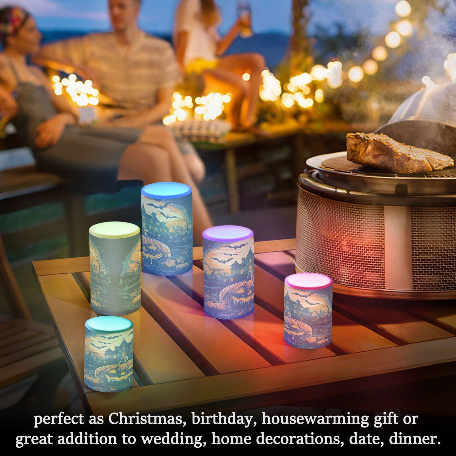 BZSMCE Flameless Candles LED Lights Halloween Theme Pumpkin Creativity Battery Candles