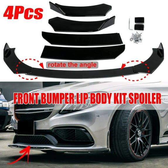 1set Front Lip Chin Bumper Body Kits(4Pcs) For Car Universal Black Front Lip Chin Bumper Body Kits New