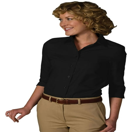 Poplin 3/4 Sleeve Shirt - Edwards Garment Women's Soft Collar 3/4 Sleeve Poplin Shirt, Style 5037