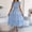 A392 Blue, variant on Women's Elegant Midi A-Line Dress Smocked Bodice Flutter Sleeve Mock Neck Tiered Swing Dress Flowy Lightweight Flattering Dress for Wedding Guest Party Sunday Brunch