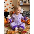 thumbnail image 6 of RUINIXCW Toddler Baby Girl Boy Halloween Silk Satin Pajama Set Little Girls PJS Fall Winter Sleepwear Striped Button Down Long Sleeve Shirt Pants Set, 6 of 10