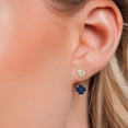 thumbnail image 3 of Gem Stone King 14K Yellow Gold Blue Sapphire and Peach Morganite Stud Earrings for Women | 3.00 Cttw | Gemstone September Birthstone | Round 6MM, 3 of 6