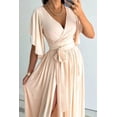 thumbnail image 3 of Women's Surplice Flutter Sleeve Maxi Dress with Tied Stretch Bodice and Flowing Skirt 95% Polyester 5% Spandex, 3 of 10