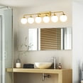 thumbnail image 2 of Deyidn 6-Light Modern Vanity Light, Gold Bathroom Light Fixture with Milk White Glass Globes, 45 Inch Bathroom Wall Sconce for Mirror, 2 of 10