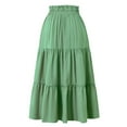 thumbnail image 7 of ZJXFGS Long Skirts for Women Summer Flared Skirts For Women Floral Maxi Skirt For Women Comfy Tiered Elastic High Waisted Skirts A Line Flowy Swing Skirt Petite Midi skirt Green S, 7 of 7