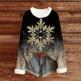 thumbnail image 4 of yardsong 2025 Holiday Ladies Christmas Sweatshirt - Long Sleeve Boat Neck Imitation Knit Ugly Xmas Pullover Gold,L, 4 of 4